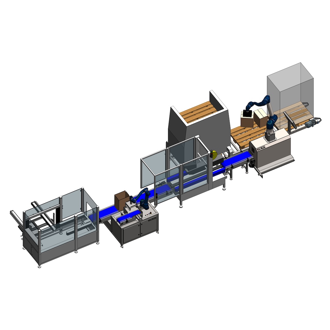 Packing Line including automated pallet transport